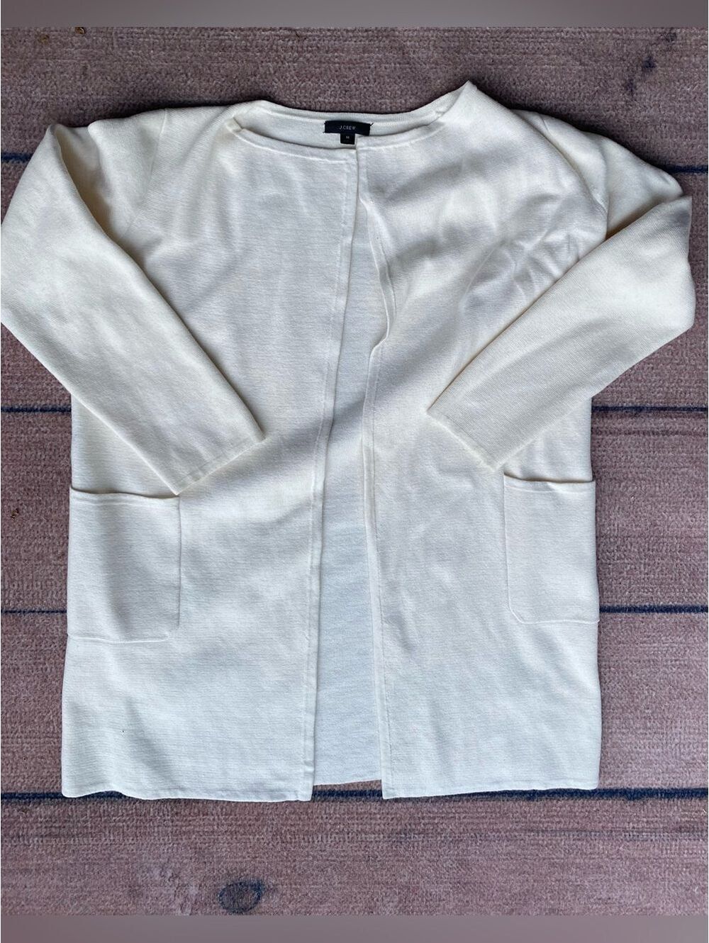 J. Crew longline cream cotton wool blend open cardigan M minimalist capsule
